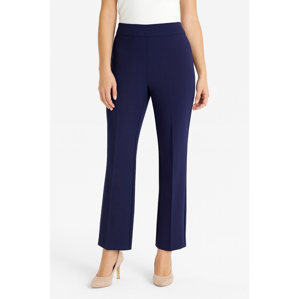 Anne Klein Solid Pull On Pants Distant Mountain Women's Size S Blue Straight Leg